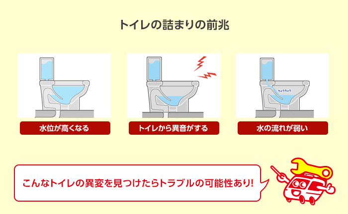 トイレつまりに前兆や予兆はありますか？