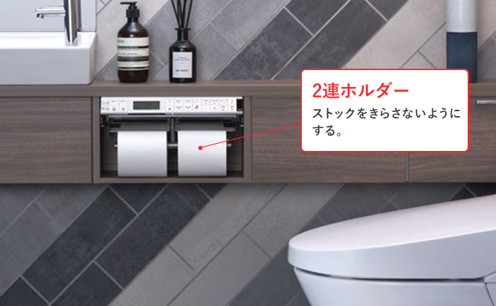 2連のペーパーホルダーを取り付ける