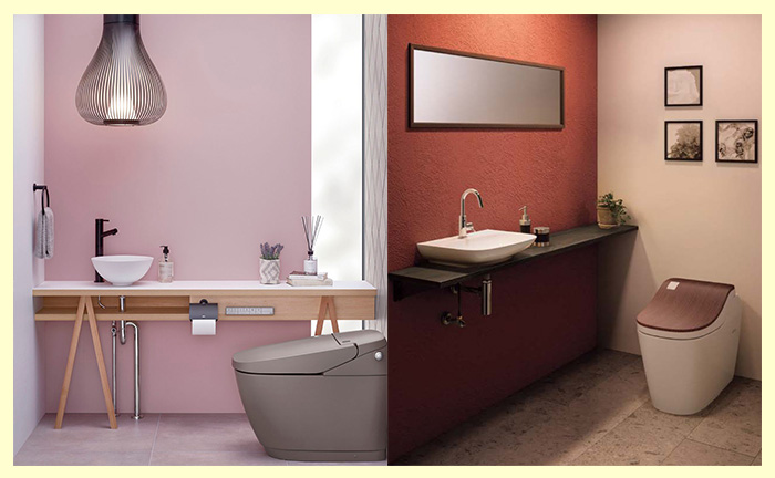 暖色系:赤やピンク、オレンジ色の壁紙、クロス